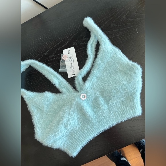 NWT For love and lemons Devon Luxe Plush Fuzzy Cropped Lounge Bra Crop top - Picture 7 of 16